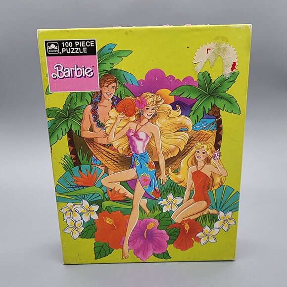 Vintage 1989 Barbie Tropical Puzzle 100 Pc Mattel Hawaii Island Theme Complete - Picture 1 of 10